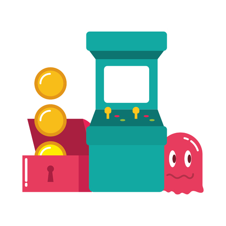 arcade chest coins ghost video game vector illustrationのイラスト素材