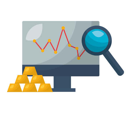 computer report analysis stock market vector illustrationのイラスト素材