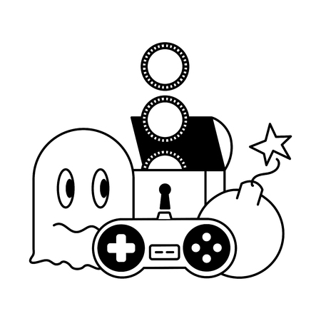 ghost chest boom and control video game vector illustrationのイラスト素材