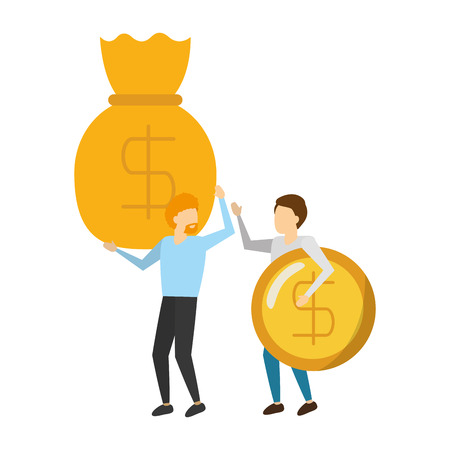 business men holding money bag and coin vector illustrationのイラスト素材