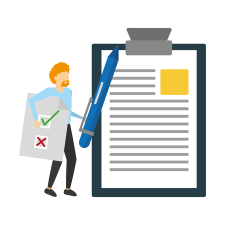 business man holding pen and paper report vector illustrationのイラスト素材