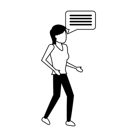woman character speech bubble on white background vector illustrationのイラスト素材