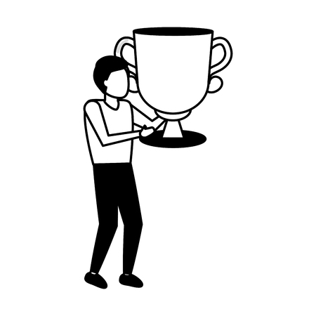 business man holding trophy award vector illustrationのイラスト素材
