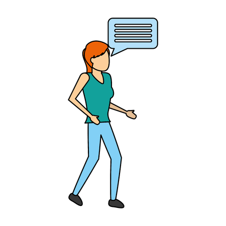woman character speech bubble on white background vector illustrationのイラスト素材