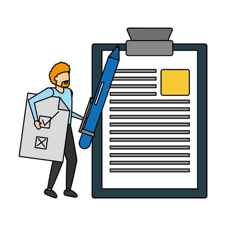 business man holding pen and paper report vector illustrationのイラスト素材