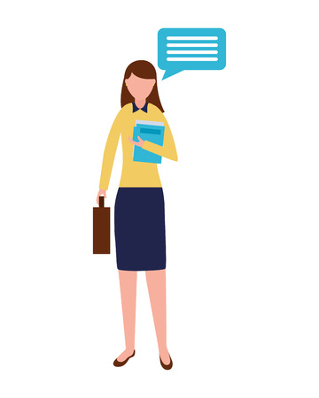 businesswoman speech bubble character female vector illustrationのイラスト素材