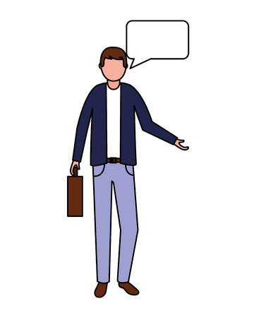 businessman speech bubble white background vector illustrationのイラスト素材