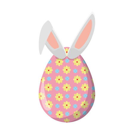 happy easter egg with rabbit ears vector illustrationのイラスト素材