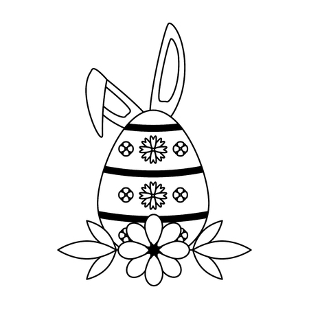 happy easter egg ears flower vector illustrationのイラスト素材