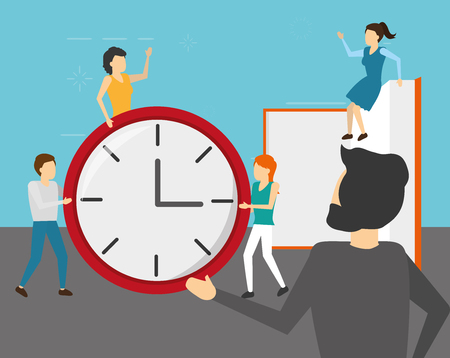 business people clock book time vector illustrationのイラスト素材