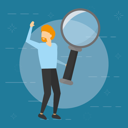 businessman holding magnifying glass white background vector illustrationのイラスト素材