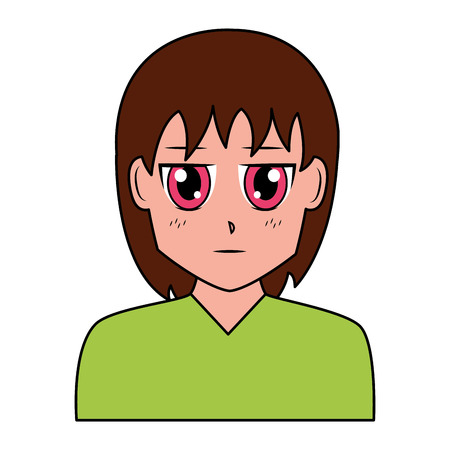 anime girl manga portrait character vector illustrationのイラスト素材