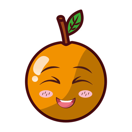 kawaii orange cartoon character on white background vector illustrationのイラスト素材