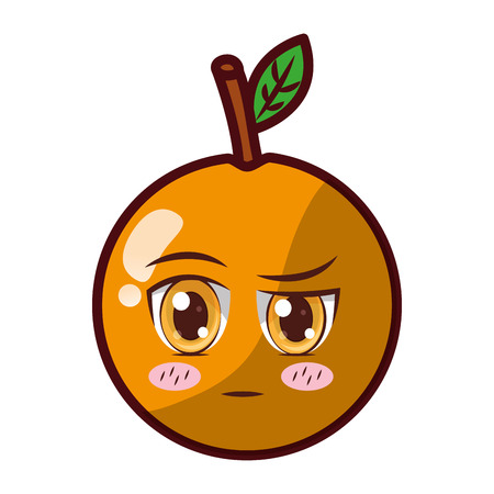 kawaii orange cartoon character on white background vector illustrationのイラスト素材