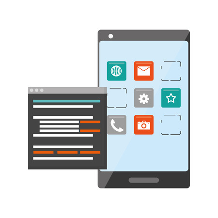 mobile app development cellphone language vector illustrationのイラスト素材