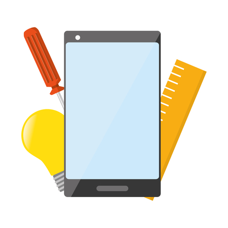 mobile app development cellphone support tool vector illustrationのイラスト素材