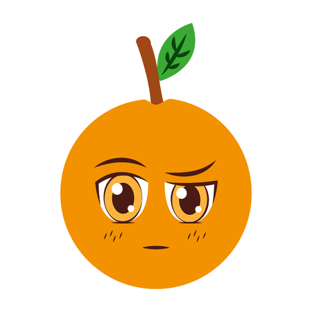 kawaii orange cartoon character on white background vector illustrationのイラスト素材
