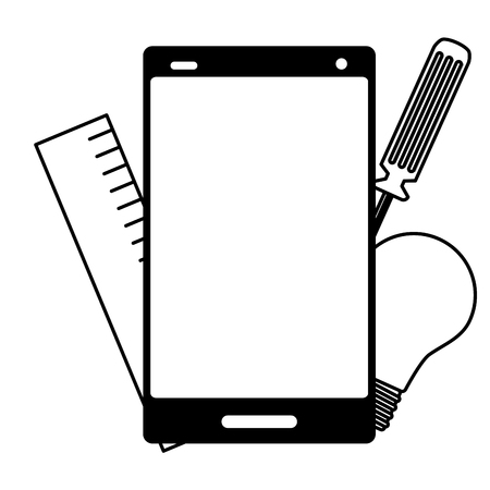 mobile app development cellphone support tool vector illustrationのイラスト素材