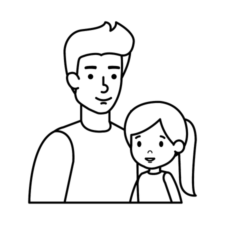 father with daughter characters vector illustration designのイラスト素材