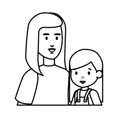 mother with daughter characters vector illustration designのイラスト素材