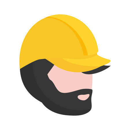 worker face with helmet white background vector illustrationのイラスト素材