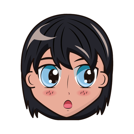 face boy anime expression facial vector illustrationのイラスト素材