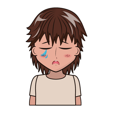 boy anime manga expression facial vector illustrationのイラスト素材