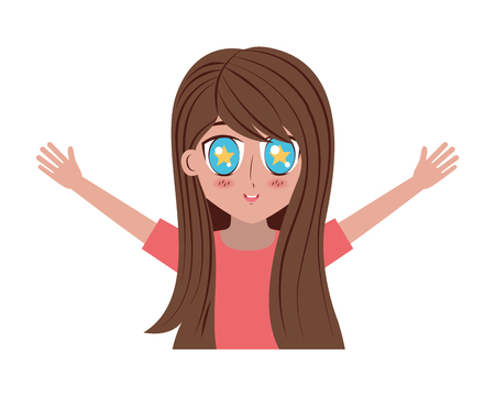 girl anime manga expression facial vector illustrationのイラスト素材