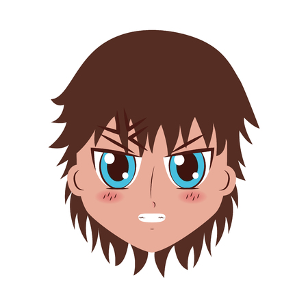 face boy anime expression facial vector illustrationのイラスト素材