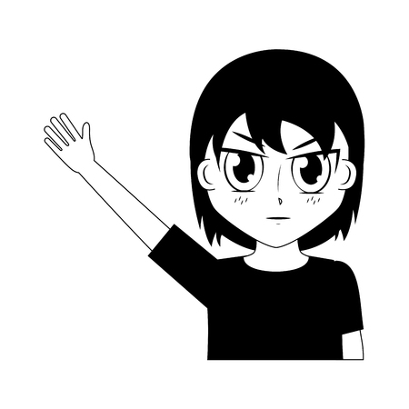 boy anime manga expression facial vector illustration black and whiteのイラスト素材