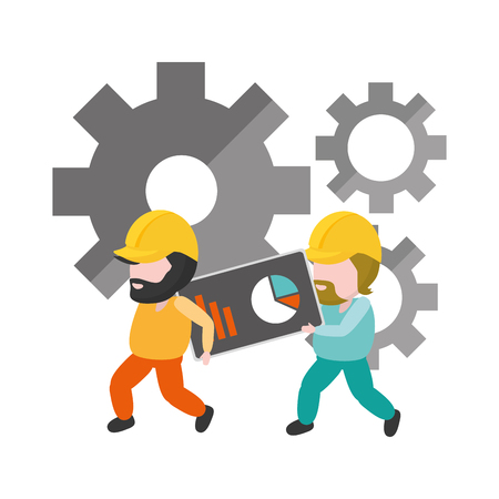 workers with gears function app mobile development vector illustrationのイラスト素材