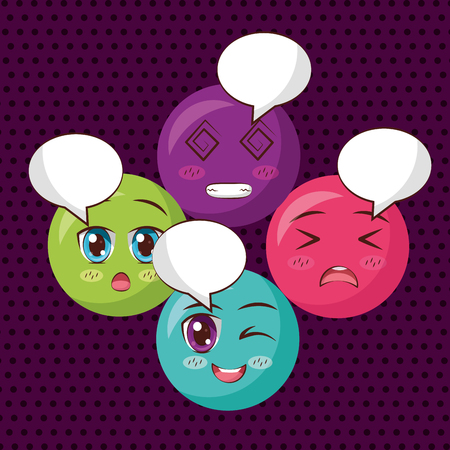 face anime emojis speech bubble vector illustrationのイラスト素材