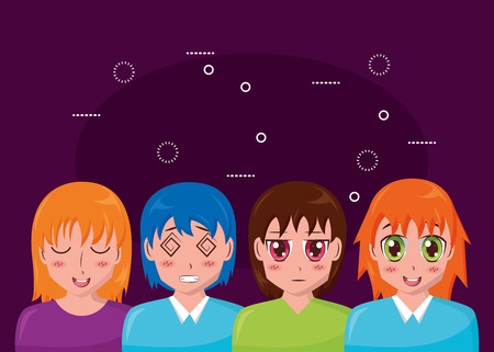 anime girls manga portrait character vector illustrationのイラスト素材