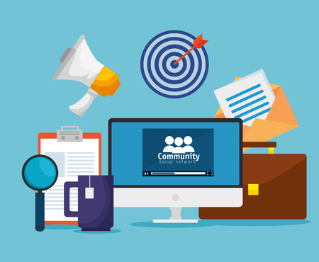 social community profile to cooperation message vector illustrationのイラスト素材