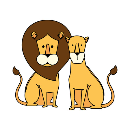 african lions couple characters vector illustration designのイラスト素材