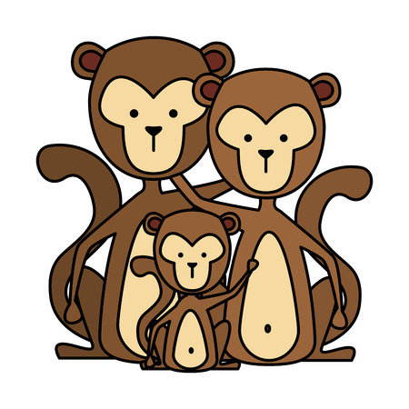 funny family monkeys wild characters vector illustration designのイラスト素材