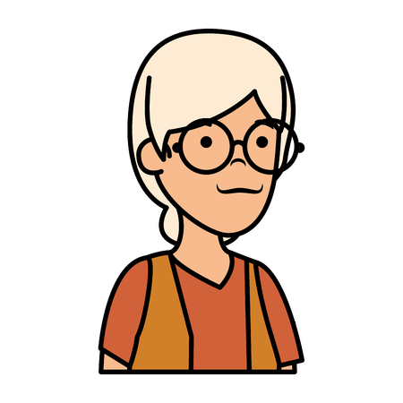 old woman character icon vector illustration designのイラスト素材