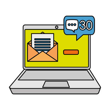 laptop with envelope and speech bubble vector illustration designのイラスト素材
