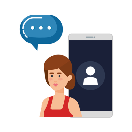 woman with smartphone and speech bubble vector illustration designのイラスト素材