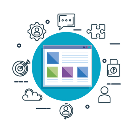 template webpage with business icons vector illustration designのイラスト素材