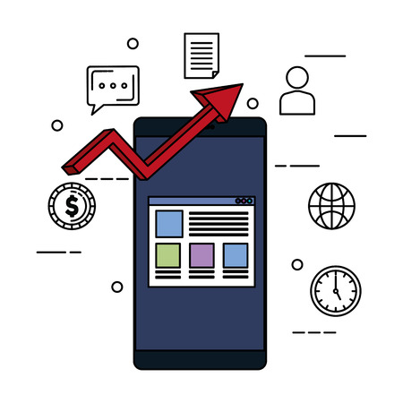 smartphone with template and set icons vector illustration designのイラスト素材