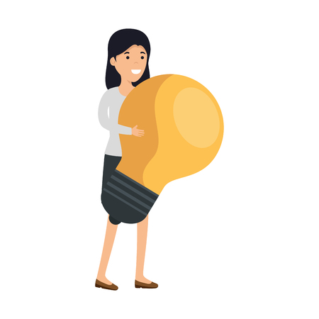 young woman with bulb character vector illustration designのイラスト素材