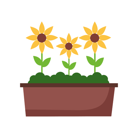 potted flowers nature on white background vector illustrationのイラスト素材