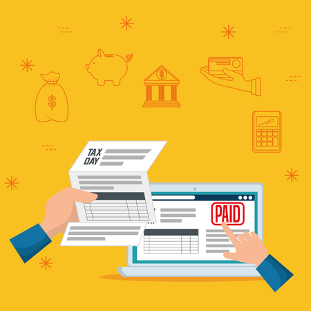 serviuce tax document report with laptop vector illustrationのイラスト素材