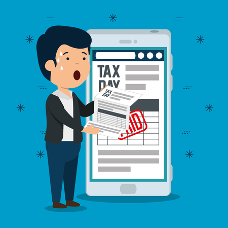 finance men with service tax report vector illustrationのイラスト素材