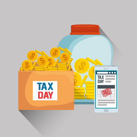 service tax with smartphone and coins currency vector illustrationのイラスト素材