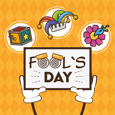 hands with card tricks april fools day vector illustrationのイラスト素材