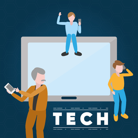 men using mobiles tech device vector illustrationのイラスト素材