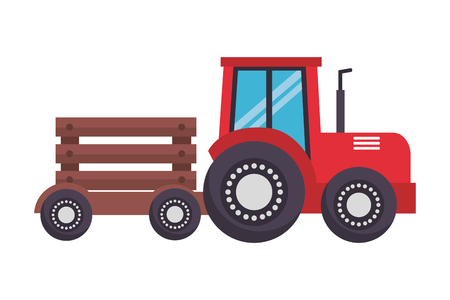 tractor with trailer transport farm vector illustrationのイラスト素材
