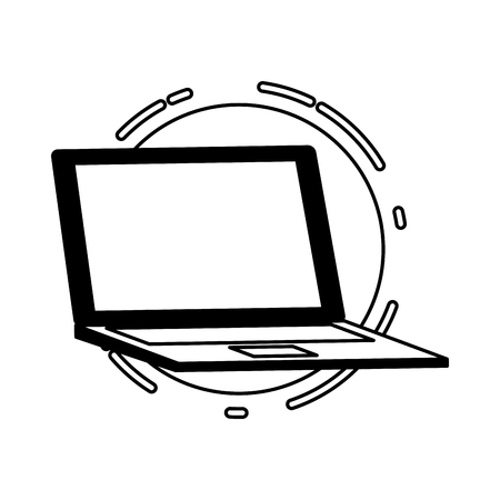 laptop computer tech device icon vector illustration black and whiteのイラスト素材